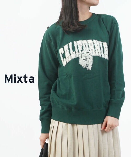 【4/15限定10%クーポン&ポイント10倍】ミクスタ Mixta スウェット トップス トレーナー クルーネック 裏毛 長袖 プリント ロゴ 綿 コットン ヴィンテージ カジュアル・S268-5072402(レディース)