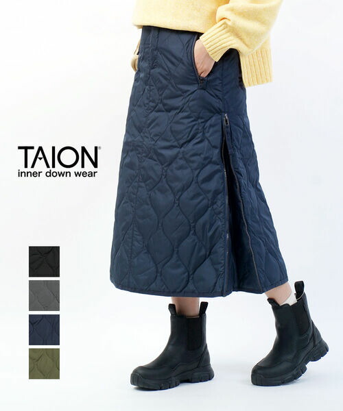 タイオン TAION 落ちこむ スコート ロングスコート 防寒 保温 中綿 キルティング 酉の方角天然ゴム 真っただ中丈 膝下 太陽フレア アウトドア・W150SKGZML-1-4662502(レディース)