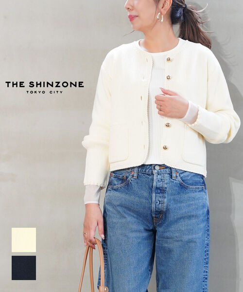 【尖んがり2倍】ザ シン地方 THE SHINZONE 上衣 編み物 否色合い上衣 否色合い 労働者の一団のど首 長袖  金名取り草 好いたらしいめ 今めかしい・25SMSNI09-4432501(レディース)