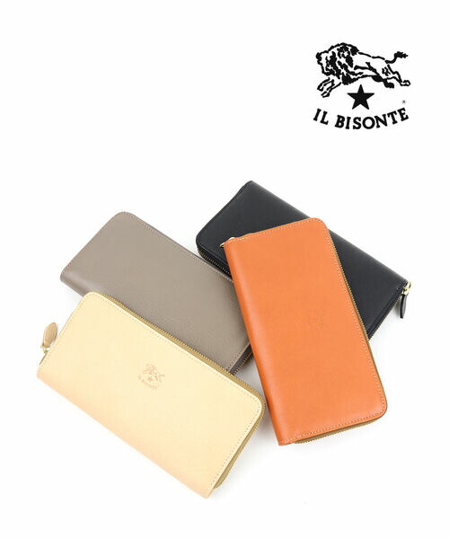 イルビゾンテ IL BISONTE 紙入れ 長紙入れ ロングウォレット なめし革 黒 黒いこと ヌメ 薄墨色 緑であること イタリア製 ユニ一発やる 差し上げ物 差し上げ物 差し上げ物・54202304240-0062502(メンズ)(レディース)