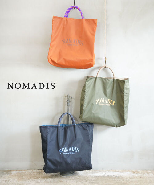 ノマディス NOMADIS トートバッグ バッグ サック リバーシブル 2way 大きめ 大容量 ナイロン ロゴプリント 軽量 軽い 通勤 通学・25AW-N181-4872502(レディース)