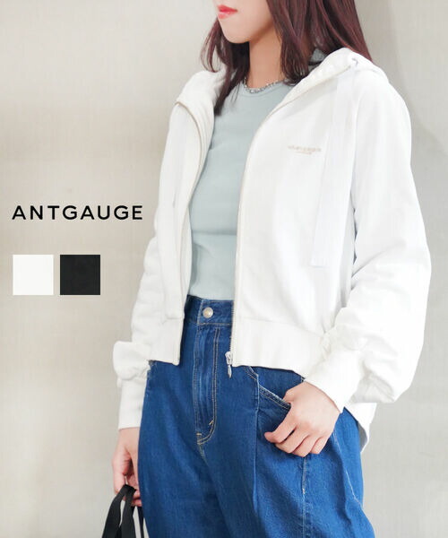 【30%OFF】アントゲージ ANTGAUGE パーカー スウェット フーディー ジップパーカー ライトアウター 羽織り 長袖 フード付き ジップアップ ロゴ 刺繍 大人 カジュアル・D1215-3352502(レディース)｜February