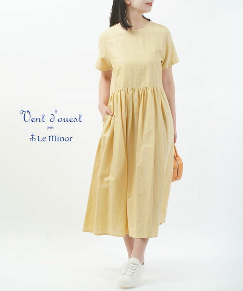 【4/15限定10%クーポン&ポイント10倍】ヴァンドゥエスト・パー・ルミノア Vent d' ouest par Le minor 半袖 ワンピース ワンピ Aライン 綿麻 大人 可愛い・EL11226-1792201(レディース)