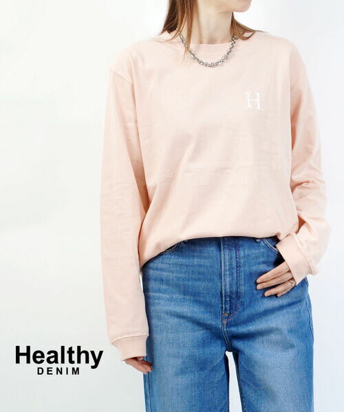 【4/20限定ポイント10倍】【2026年春夏新作】ヘルシーデニム Healthy DENIM カットソー Tシャツ 長袖 ロンT ロゴT トップス ゆったり ロゴ シンプル コットン 大人 カジュアル ピンク・HTW261103-2942601(レディース)