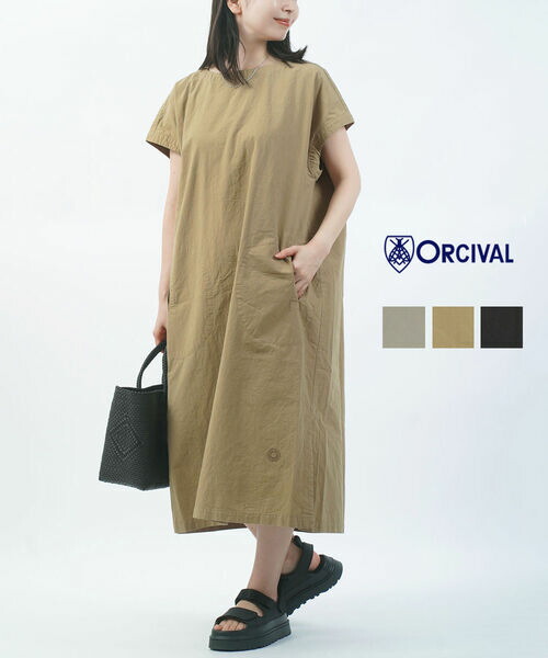 【20%OFF】【2026年春夏新作】オーチバル・オーシバル ORCIVAL 衣裳 半袖 ロング衣裳 ロング ゆったり 体型取りまかなう 綿100% 綿織物 分かりやすい・OR-G0116GDP-0322601(レディース)(JP)
