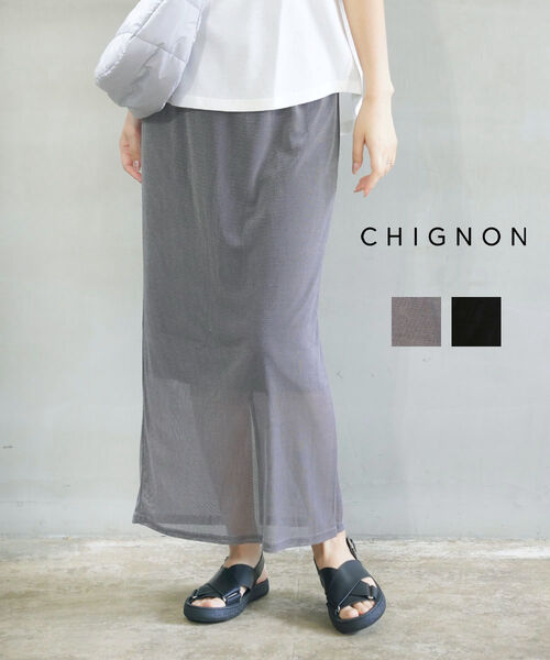 【30%OFF】シニヨン CHIGNON スカート ロングスカート ナロースカート タイト Iライン メッシュ シアー 透け感 スリット おしゃれ・2753-400KK-5092501(レディース)｜February 8,182円