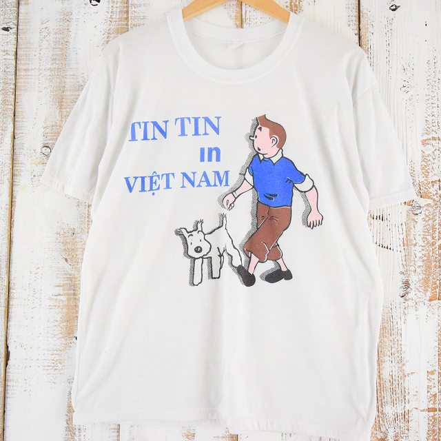 楽天市場 タンタンの冒険 Tintin In Vietnam 漫画イラストtシャツ キャラクター いぬ 犬 古着 ヴィンテージ 中古 メンズ ヴィンテージ 古着屋 通販 Feeet