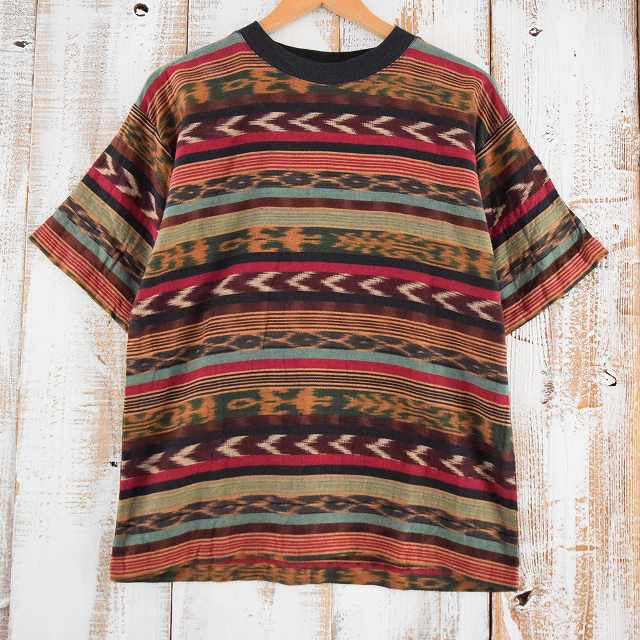 楽天市場 C ジャガード織り エスニック柄tシャツ カラフル 半袖 ボーダー 古着 ヴィンテージ 中古 メンズ店 ヴィンテージ 古着屋 通販 Feeet