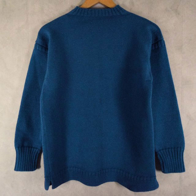 はこぽす対応商品 ブルー 青 ニット ヨーロッパ ユーロ フィッシャーマン ガンジーセーター Blue Sweater Guernsey Vintage 古着 メンズ店 中古 ヴィンテージ 679 Bronze Qa