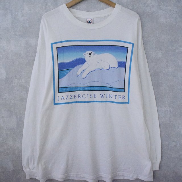 90 S Jazzercise Winter しろくまイラスト ロンt Xl 90s 90年代 ポーラベア シロクマ イラスト 古着 ヴィンテージ 中古 メンズ店 septicin Com