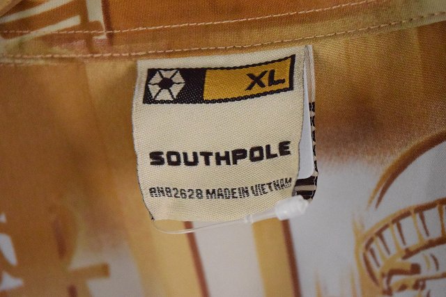 Southpole キャラクター柄 ポリエステルオープンカラーシャツ Xl サウスポール 半袖 ヒップホップ ストリート 古着 ヴィンテージ 中古 メンズ店 Ael Global