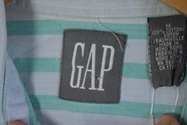 90 S Gap ストライプ柄 リネンシャツ M 90年代 ギャップ 半袖 麻 古着 ヴィンテージ 中古 メンズ店 Rvcconst Com