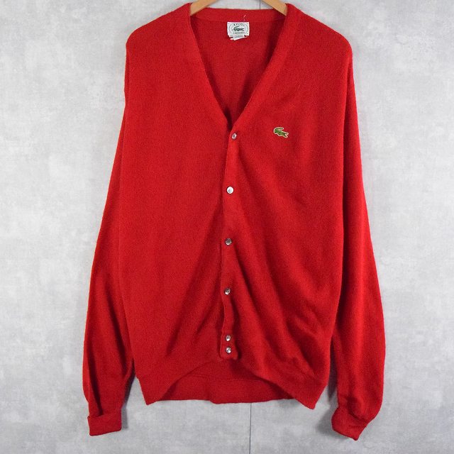 XL izod lacoste 80s アクリル ニット カーディガン 紺 www.poltekkes