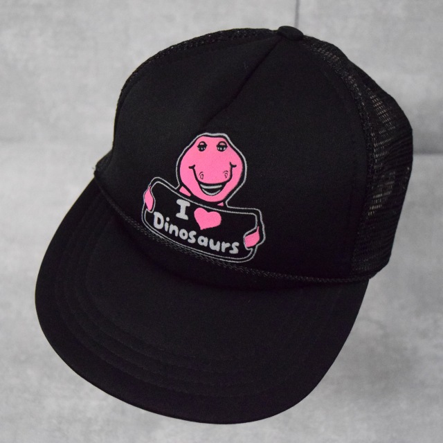 格安 90 S Barney Friends キャラクタープリント メッシュキャップ 90s 90年代 バーニーアンドフレンズ 恐竜 スナップバック 古着 ヴィンテージ 中古 メンズ店 メンズ帽子