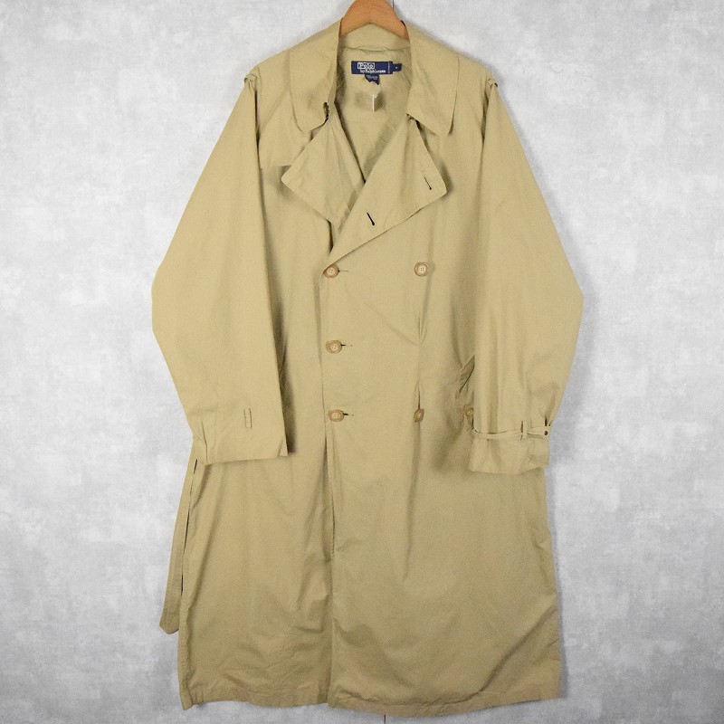 PoloRalphLauren90's当時物 一枚袖トレンチコート紺タグ古着 美品 ラルフローレン 90年代ヴィンテージ 青タグ 1枚袖 コットン