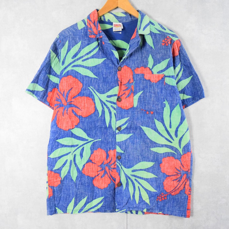 50s towncraft アロハシャツ 花柄 40〜50's TOWNCRAFT MAIDEN Picture Print Hawaiian Shirt L