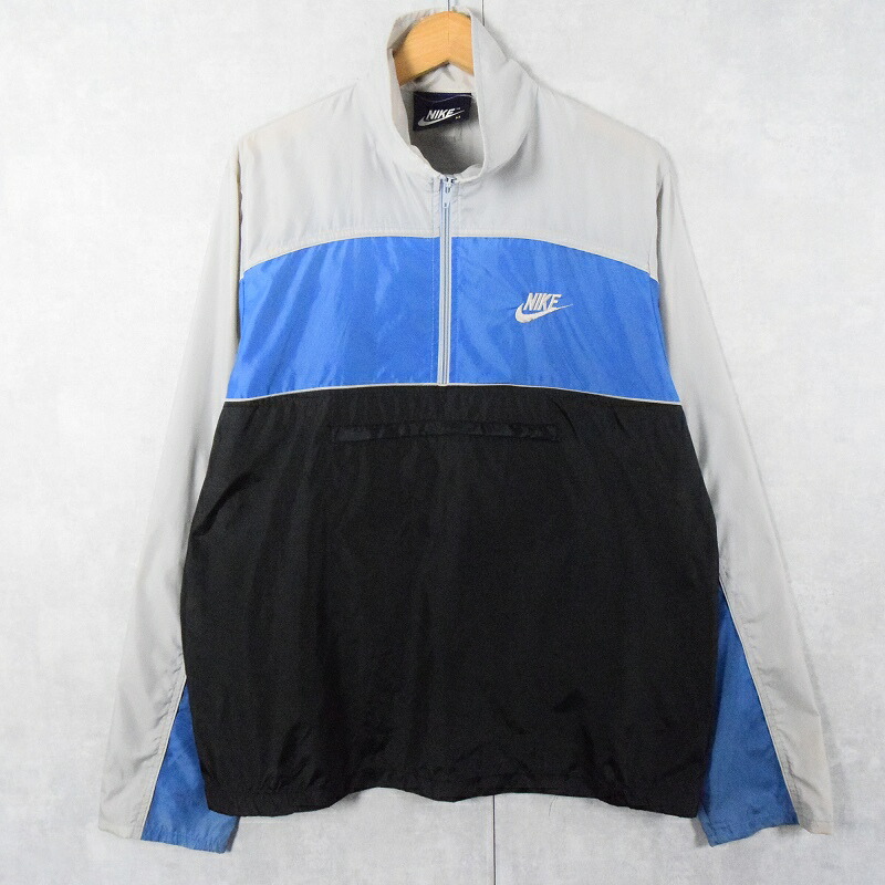 90s　NIKE　ハーフジップ　ナイロンプルオーバージャケット　バイカラー　L 楽天市場】NIKE 90s HALF ZIP NYLON PULLOVER Size-L ナイキ