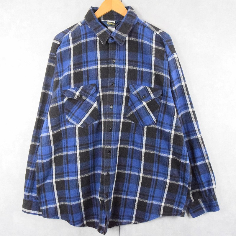 80s OshKosh USA製 ヘビーネルシャツ チェック柄 ブルー M 古着–古着 80's OSHKOSH チェック ブルー×レッド ヘビー