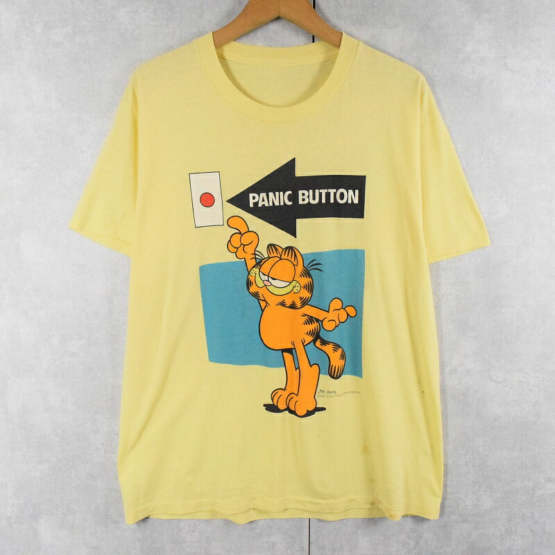 3506　70s　イタリア製　ガーフィールド　半袖　Tシャツ　ビッグプリント　白 70s ガーフィールド プリント 半袖 Tシャツ メンズ レディース M