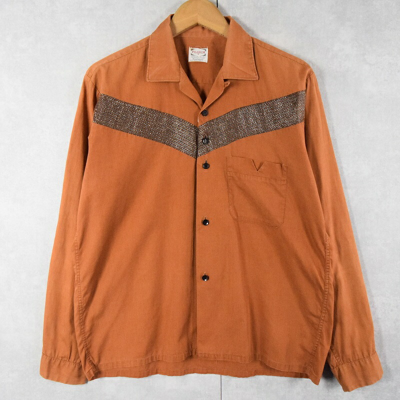 楽天市場】50s PILGRIM Rayon Open Collar L/S Shirt ピンク L