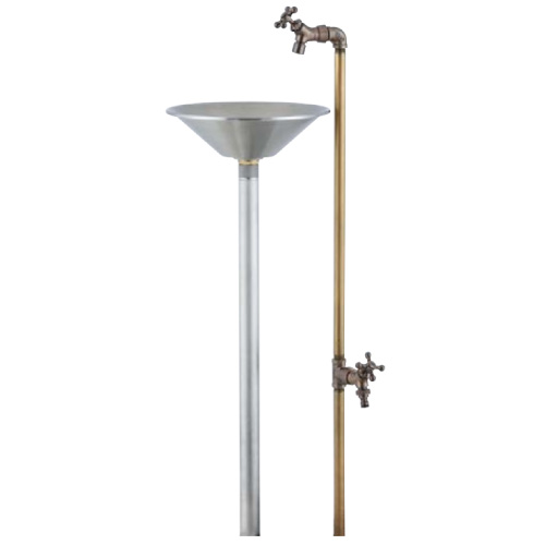 バル 金管楽器（ポット・水道の栓2個）園地シンク 立水栓 水栓柱 ユニソン[W-730］【相応う不可】【全品貨物輸送無料】