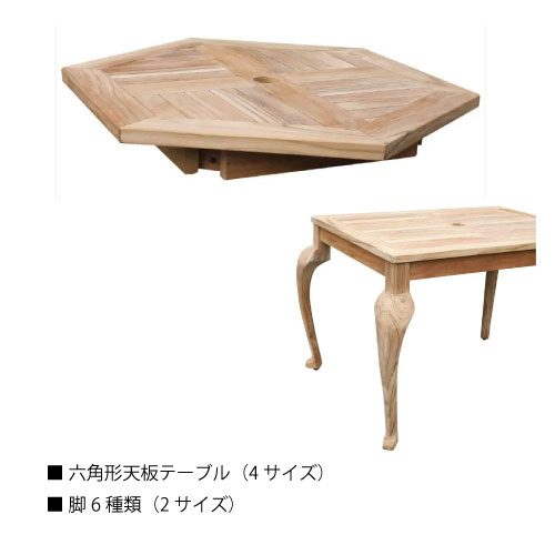 六角形天板ズボン下一覧表[FCT-955］