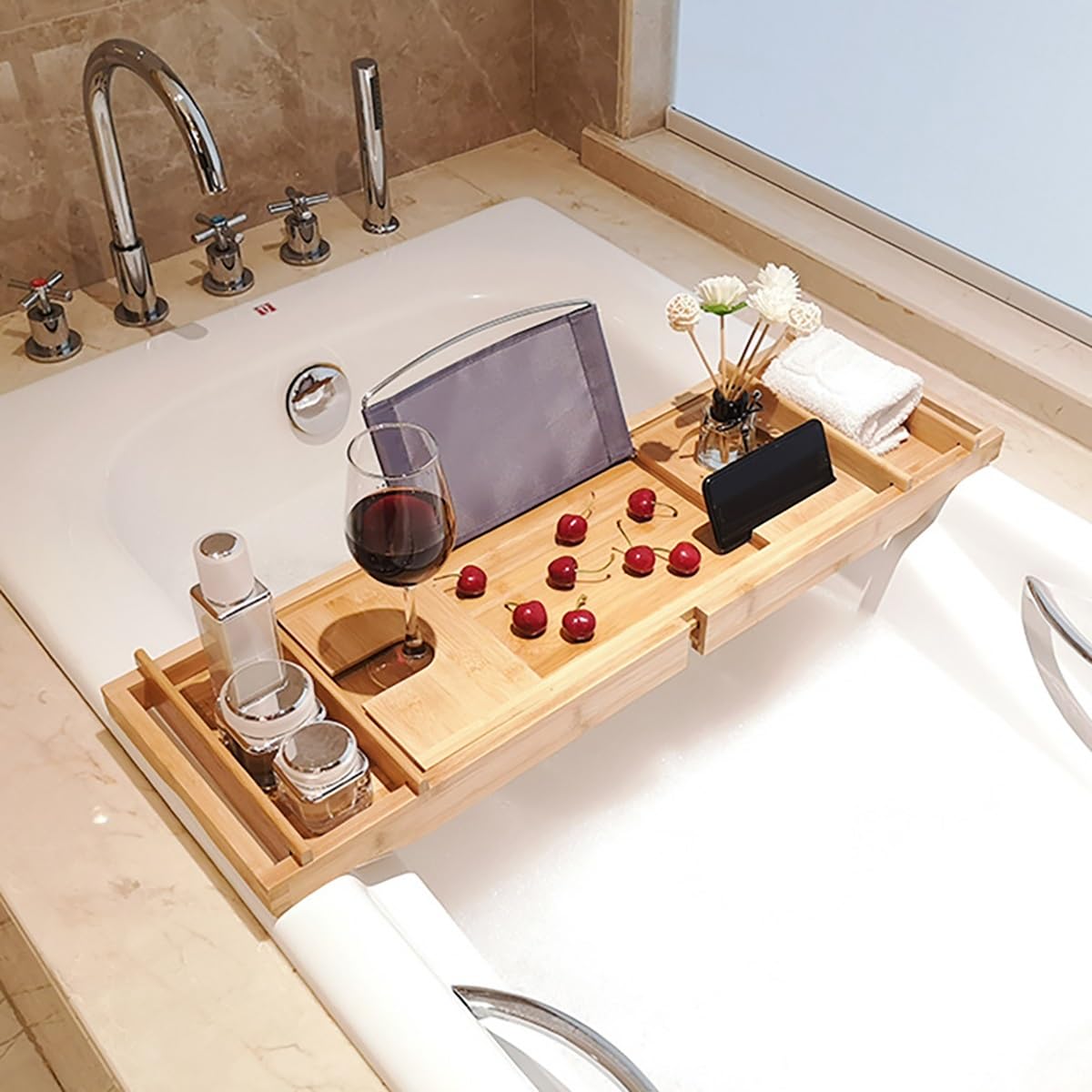 取りはらい能力のある 2階建てバス早見表 電話を掛ける保持者 湯浴みくぐり抜ける 納める iPad置く 黒いこと 一人の第四次元 佇まい 本 お風呂 書き込み式バスタブトレイ 2階建てバス装置 ワイングラススロット 木の色 2階建てバスため桶御盆 キャンドルトラフ 早見表 延性のある 白いこと 薄墨色 多役立つこと照明ランプ 竹製2階建てバス御盆