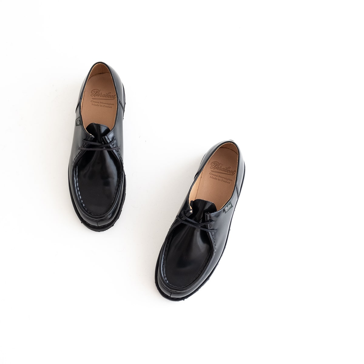 Paraboot MICHAEL Cuir ラバーソール ガラスレザー (Noir) グラス