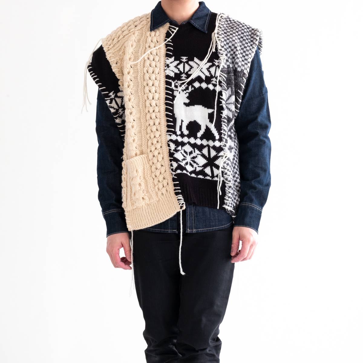 DISCOVERED NORDIC COLLAGE KNIT VEST (#1) DC-NS-KN-04 ディスカバー