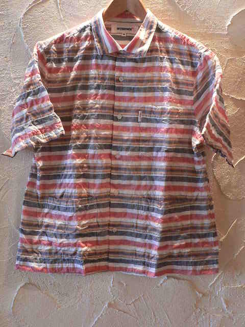 ★送料無料★INTERFACE(インターフェイス)/BORDER OPEN SHIRTS　WHTxREDxBLACK｜FeelFORCE
