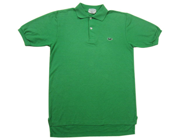 【中古】 IZOD LACOSTE/ラコステ 半袖 無地 鹿の子 ポロシャツ 緑 Made in JAPAN 【サイズ：Boy's 20】【あす楽対応】【古着屋mellow楽天市場店】