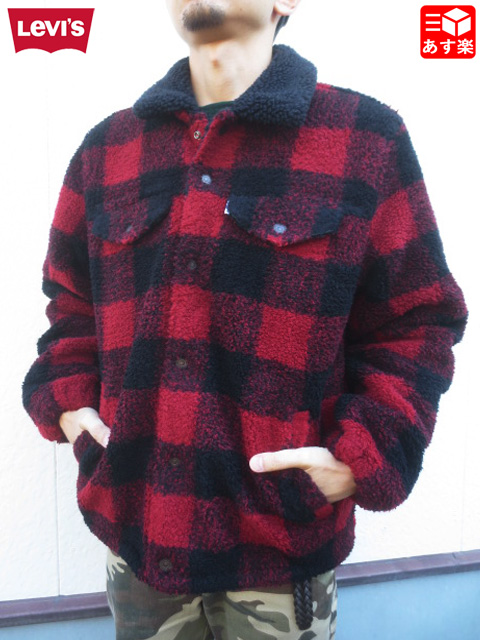 levis sherpa jacket red