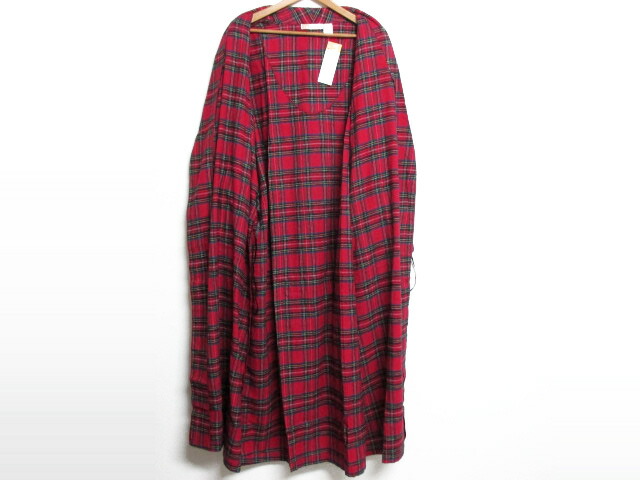 LACERAコットンガウン長袖チェック柄サイズ:M,L,XLレッド,レッド×ホワイト,ブルー,イエロー【新品】新品mellow【あす楽対応】【古着mellow楽天市場店】