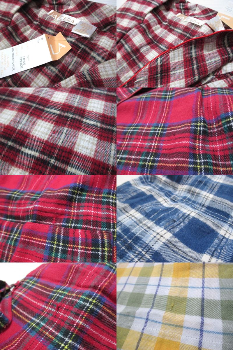 LACERAコットンガウン長袖チェック柄サイズ:M,L,XLレッド,レッド×ホワイト,ブルー,イエロー【新品】新品mellow【あす楽対応】【古着mellow楽天市場店】