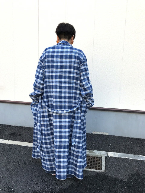 LACERAコットンガウン長袖チェック柄サイズ:M,L,XLレッド,レッド×ホワイト,ブルー,イエロー【新品】新品mellow【あす楽対応】【古着mellow楽天市場店】