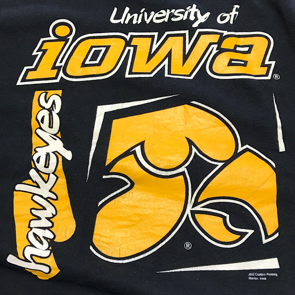 中古 Tultex スウェット シャツ プルオーバー トレーナー Iowa Hawkeyes ロゴ プリント カレッジ 長袖 Made In U S A サイズ Caallday Net