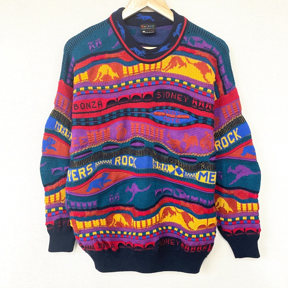 90s Australia製 HYSPORT 3Dknit sweater+inforsante.fr