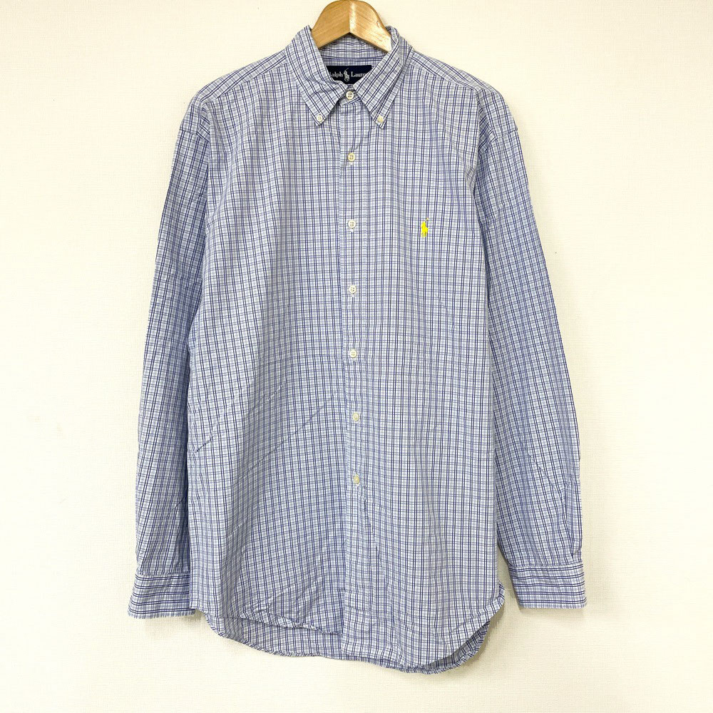 【RRL&CO】長袖シャツ 16 サックスブルー ストライプ 刺繍 ヴィンテージ lucidobell_rl-32