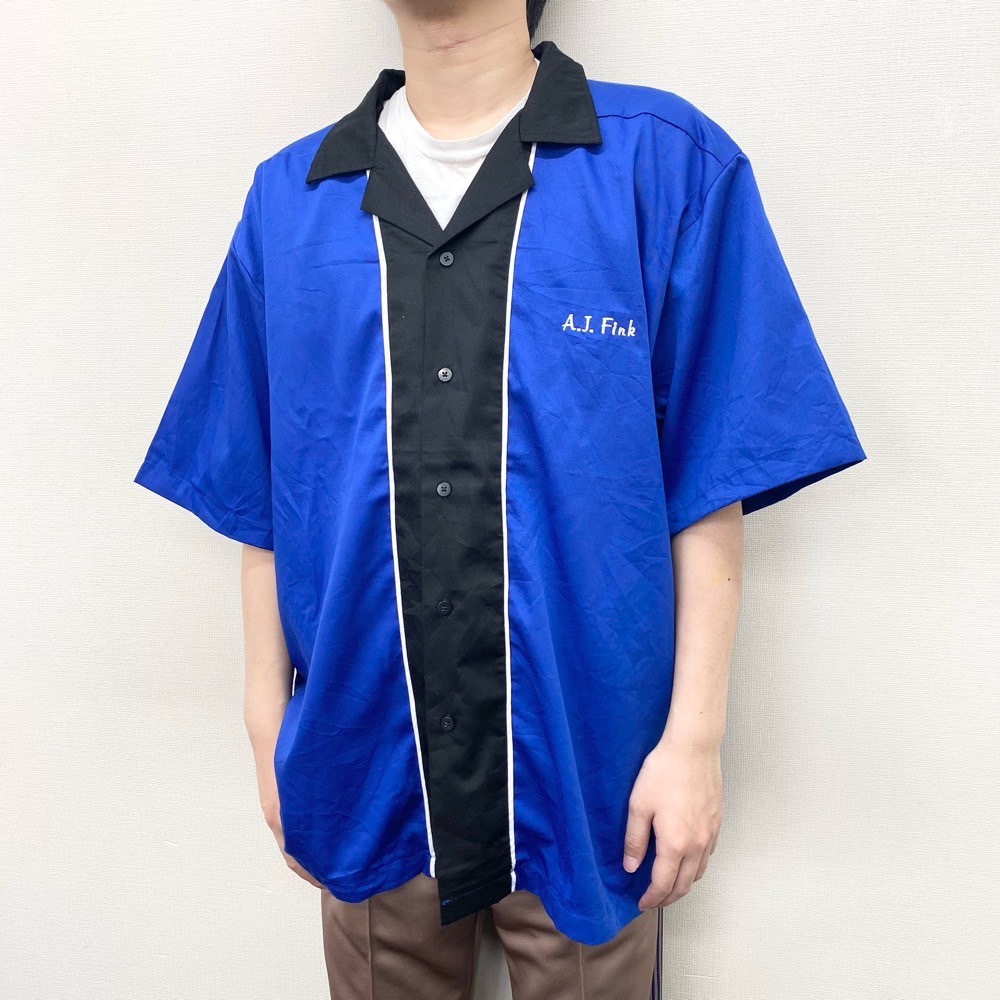 Hilton ヒルトン 半袖シャツ ボウリングシャツ コットン USA製 70s 古着 70s USA製 Hilton 豪華 チェーン 刺しゅう コットン
