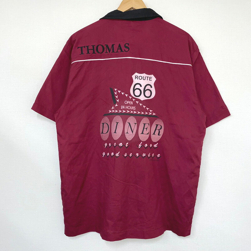 70sワインレッド　古着　ボーリングシャツ　半袖シャツ　HOUSTON 短丈 70sワインレッド 古着 ボーリングシャツ 半袖シャツ HOUSTON 短