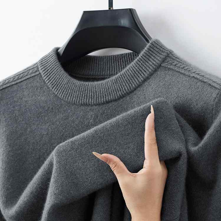 セーター 男性用 カシミヤ 冬用 クルーネック ゆったり 暖か ニット ベースレイヤー 高級感 軽量 柔らかい トップス 秋冬 普段使い｜フィーリアルショップ