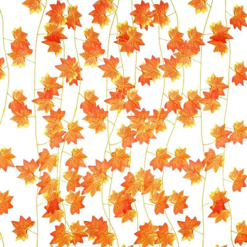 PATIKIL 12個84ftフェイクリーブス 人工ガーランドリーフストリンググ リーナリーハンギングバインズ ウェディングガーデンホームデコレーション用ケーブルタイ付き レッド画像