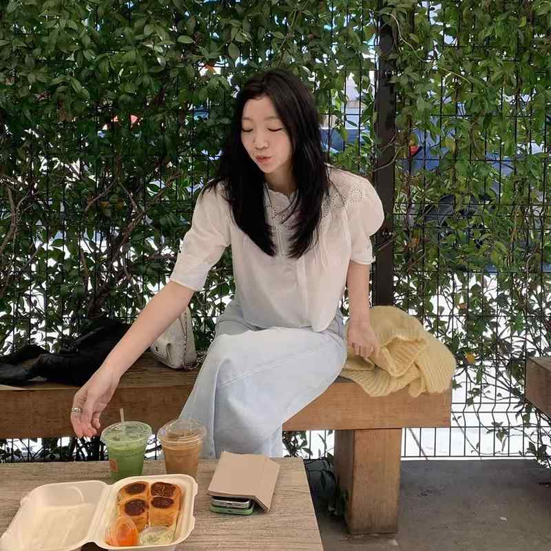 レディース 春夏 フレンチ レース ブラウス 韓国 レトロ 優しい 甘め 若見え 桔梗 花柄 凝った 透かし 軽やか トップス 普段使い かわいい スタイル