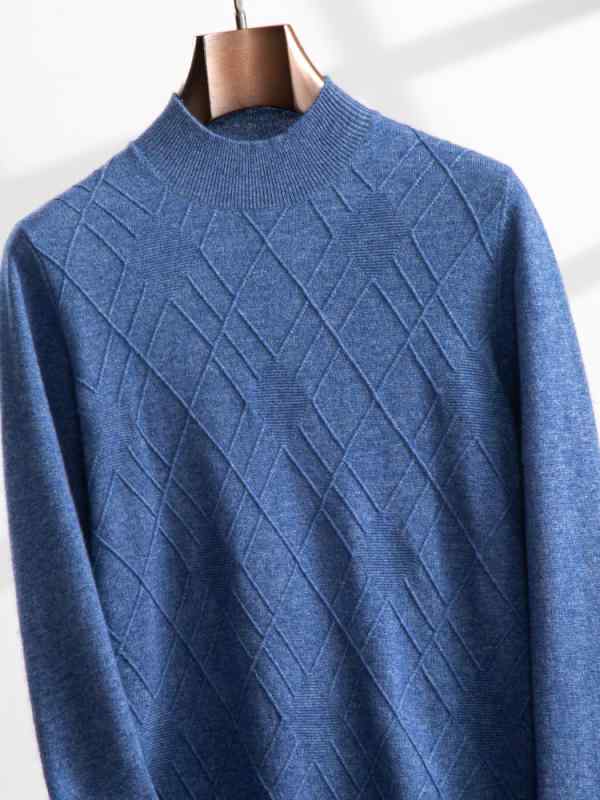 ニットセーター メンズ 秋冬 クルーネック カシミヤ ウール 単色 シンプル ベーシック ジャカード 暖かみ 普段使い 通勤 軽量 伸縮性
