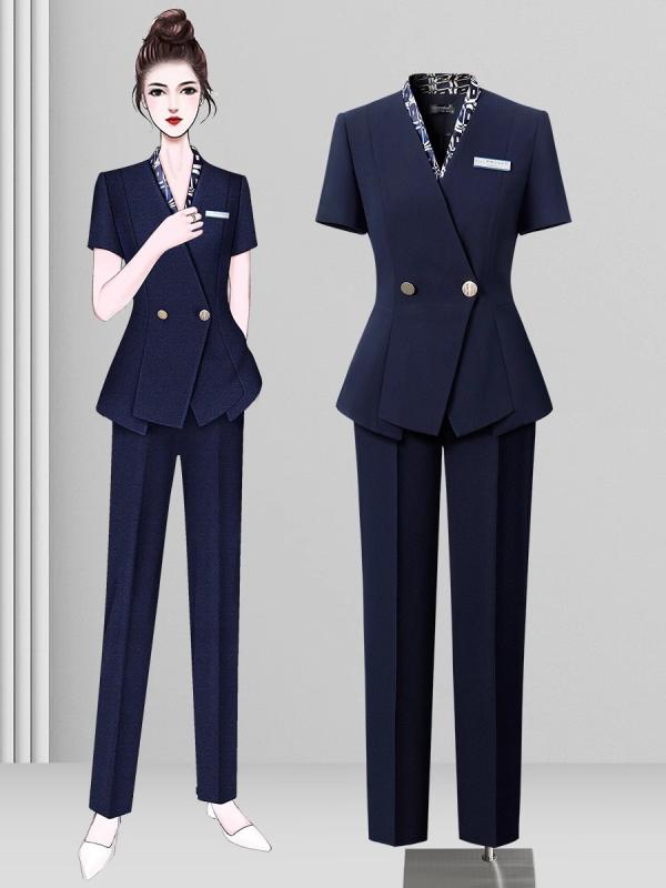 レディース 夏用 薄っぺら 短袖 背広仕掛ける 仕事服 かまい付ける用 受け付け 泊まり前台 美容院 御役目着 御前上等感 軽さ 通い 商行為
