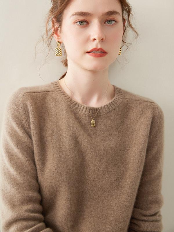 レディース セーター カシミヤ 厚手 ゆったり クルーネック ニット トップス 暖か 素材 100パーセント 女性用 普段使い 柔らか|フィーリアルショップ