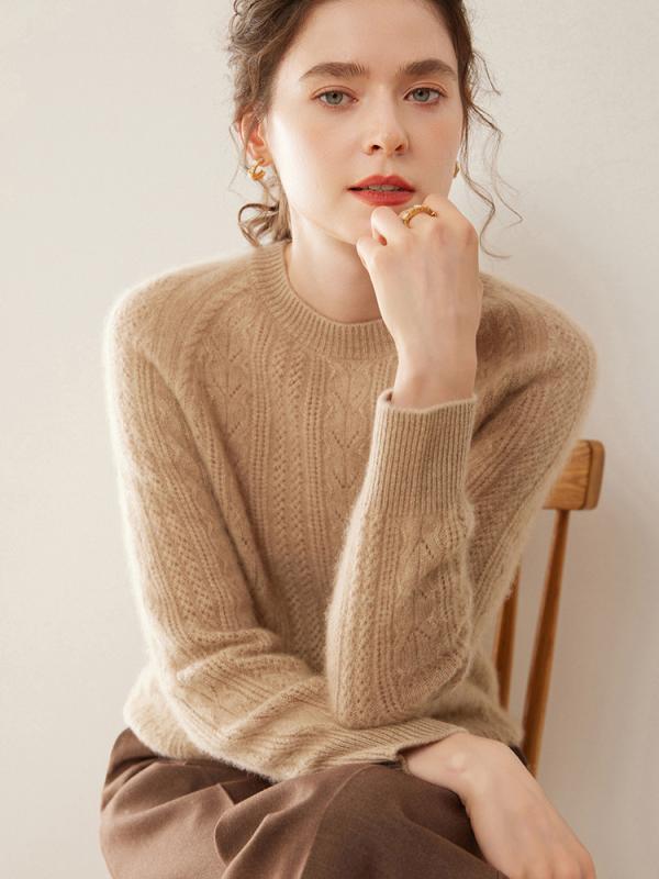 レディース 厚手 クルーネック ゆったり ニットセーター カシミヤ 暖か インナー トップス ソフト素材 ベースレイヤー|フィーリアルショップ