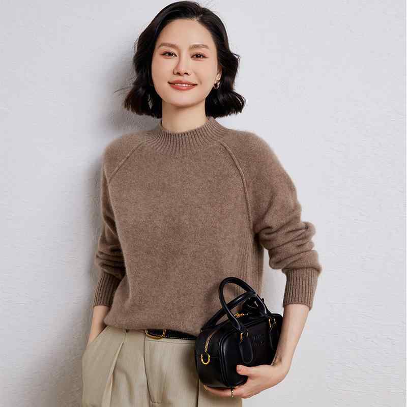 編み物スウェーター レディース 朦々たる 二分の一ハイネック カシミール 羊毛 秋冬 生あたたかい パステル色の 肌ざわり似つかわしい 飛び切り感 肌付き トップス 普段使い走り 伸縮性