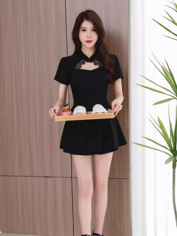 ユニフォーム 女性用 春夏 短スカート セット 足浴サロン 足療法 養生館 耳かき SPA店 作業着 かわいい 軽量素材 通勤可能 普段使い