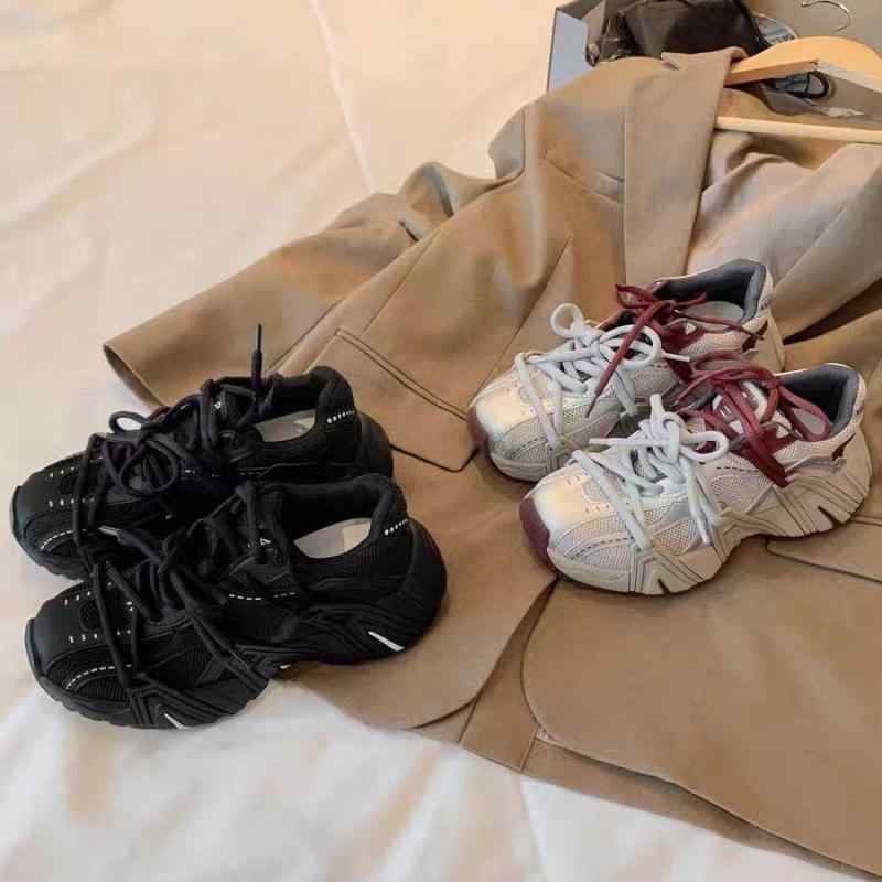 レディース 厚底スニーカー 革 ダディシューズ メッシュ 通気性 快適 ベーシック カジュアル ランニングシューズ 秋用 普段使い 街履き